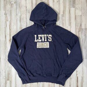 2000s Y2k Levi's Red Tab Navy Blue Hoodie Sweatshirt Womens Size‎